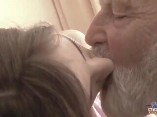 Old Young - Big cock Grandpa Fucked by Teen she licks thick old man prick
