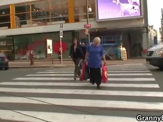 Picking up and fucking blonde granny from behind